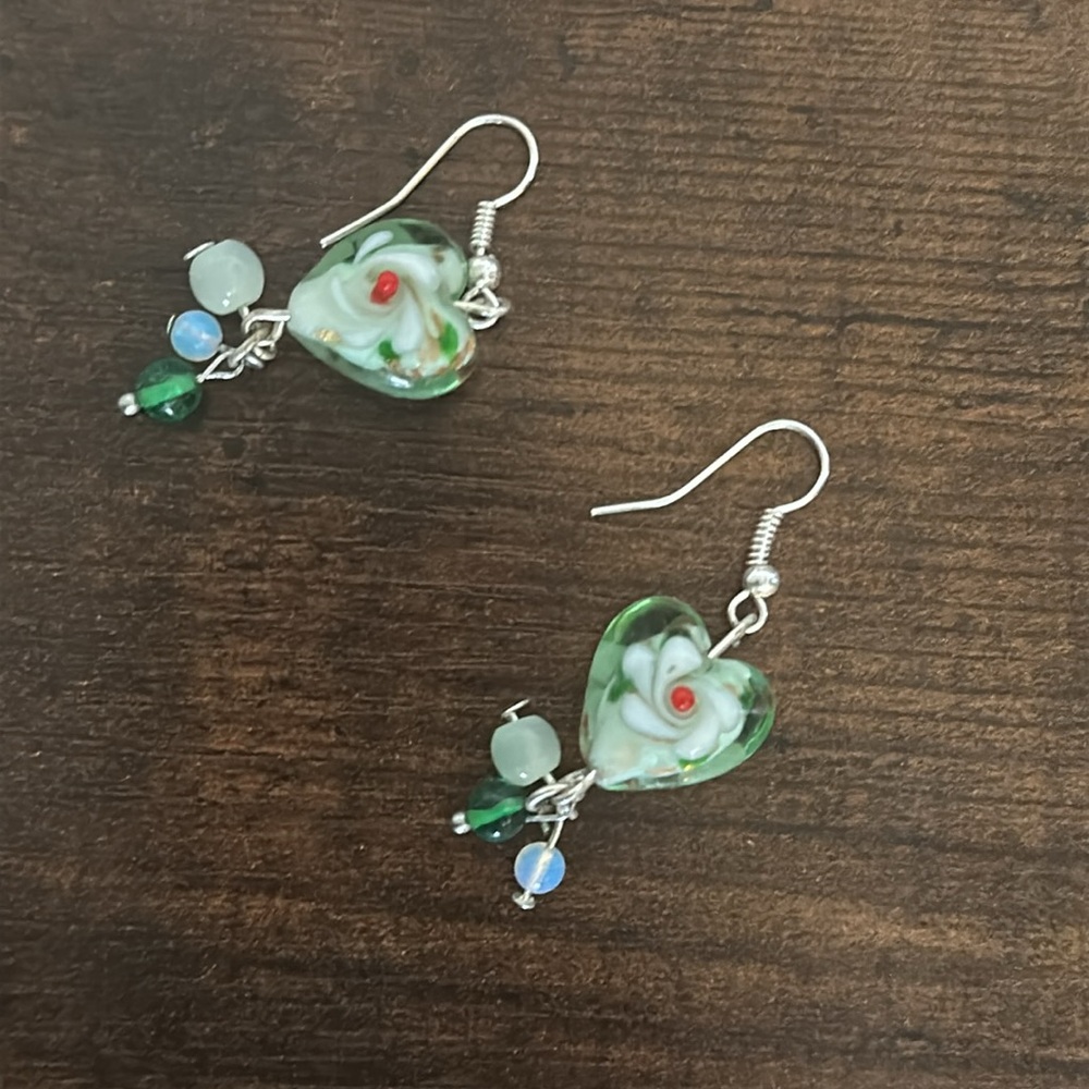 Vintage Floral Hearts Earrings